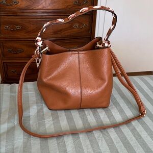 Elegant Tan Faux Leather Women's Bag